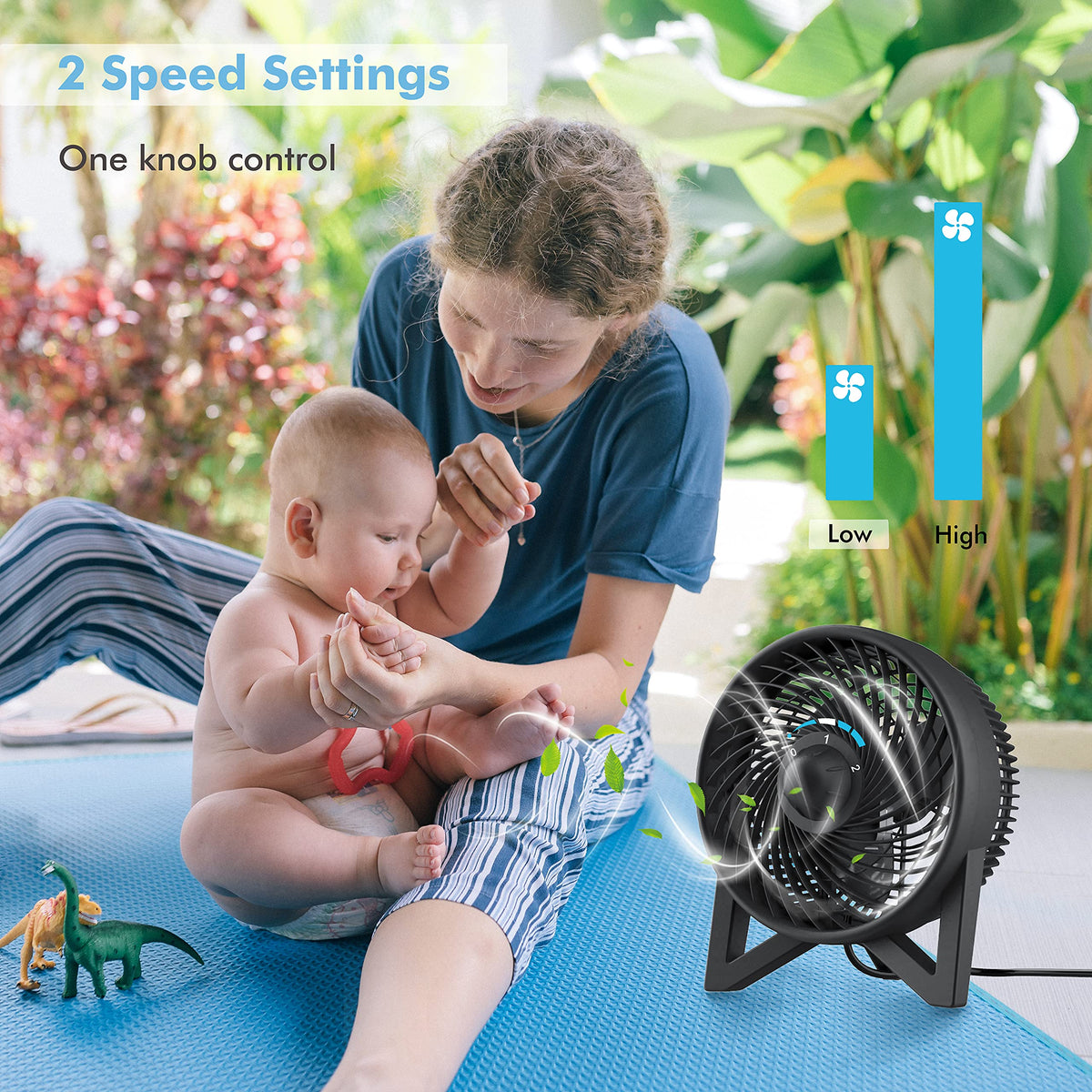 8 Inch Portable Quiet Desk Fan with 2 Speeds, Black T335660