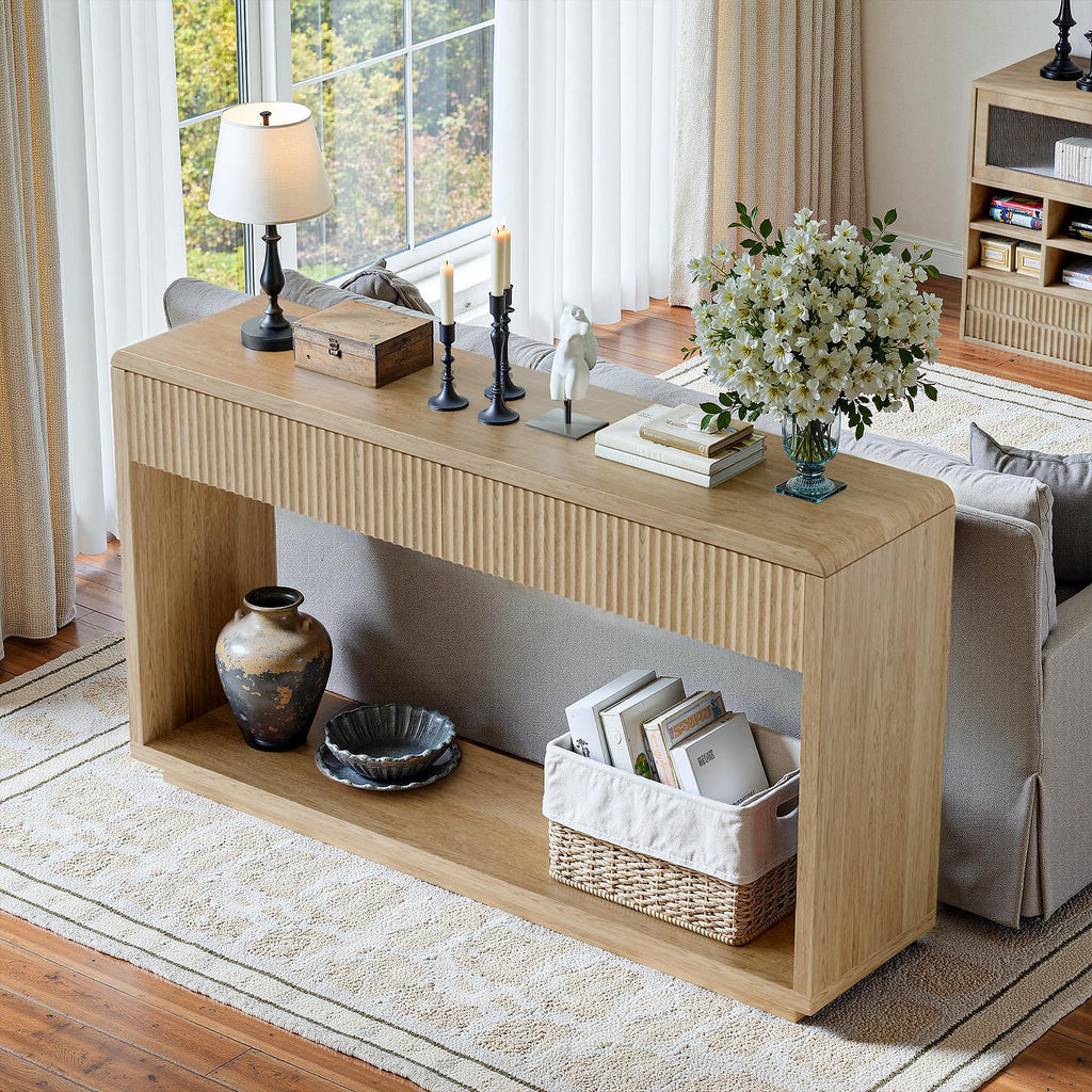 59'' Oak Console Table with Drawers V99247