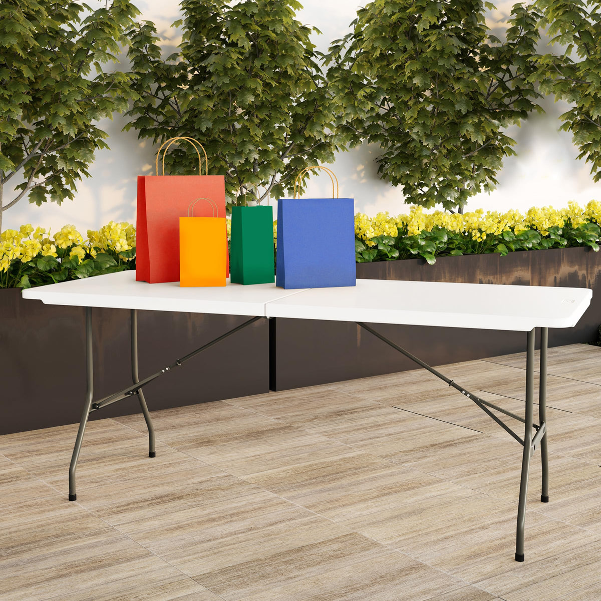 White 6ft Portable Folding Table Q81240