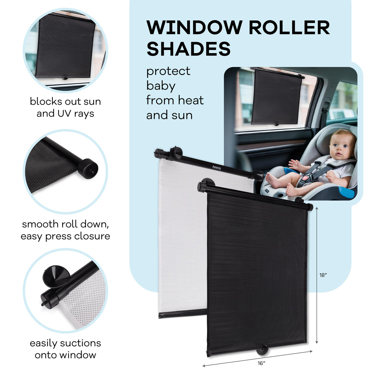 3-in-1 Baby Car Essentials Bundle, Sun Shades, Rear-Facing Mirror, and Seat Protector N9985