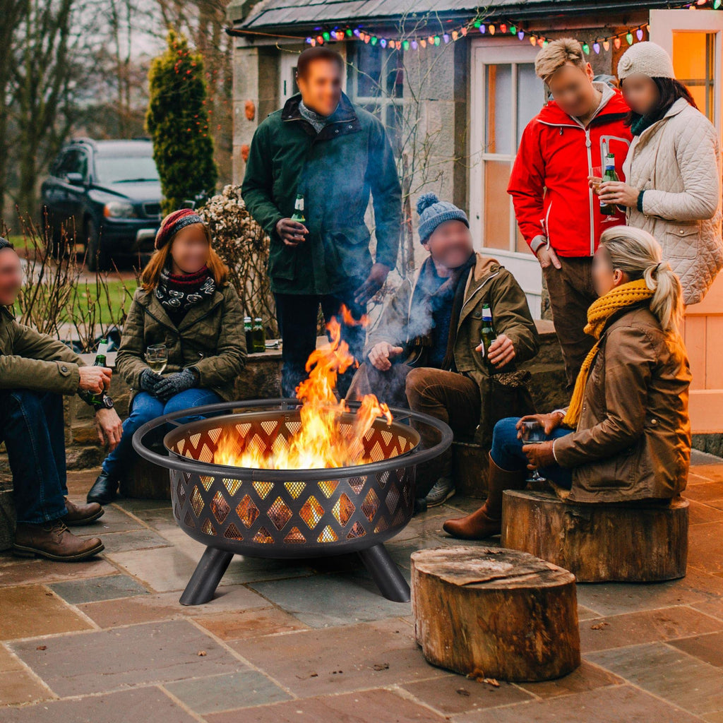 36in Wood Burning Fire Pit with Spark Screen X502